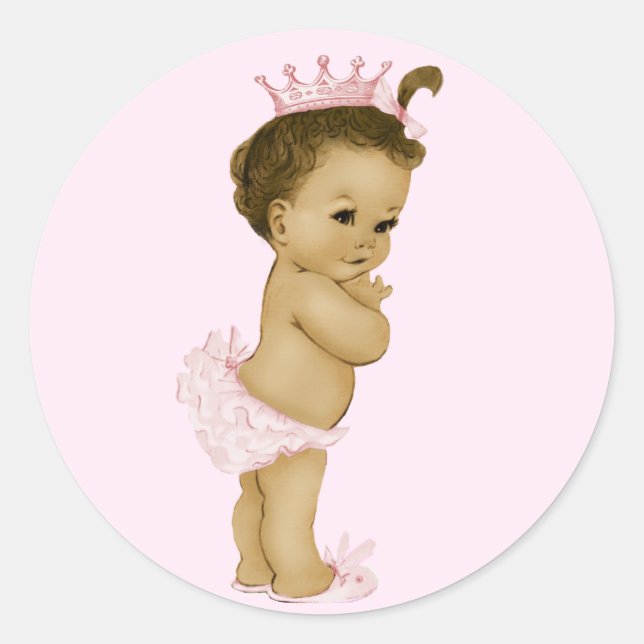 Adesivos de Baby Chá Rosa Princesa Vintage (Frente)