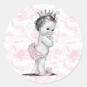 Adesivos de Baby Chá Vintage Rosa Toile