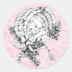 Adesivos de Baby Chá Vintage Rosa Toile