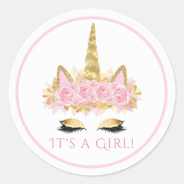 Adesivos de Baby Shower Cara de Unicórnio Fofo Ros