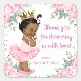 Adesivos de Baby Shower de Princesa Afro-Americana