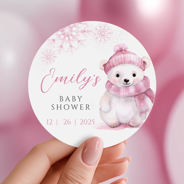 Adesivos de Baby Shower Pink Bearly Wait (Criador carregado)