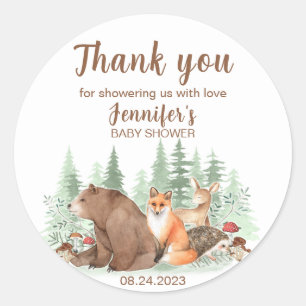 Adesivos de baby shower Woodland agradecimentos ad