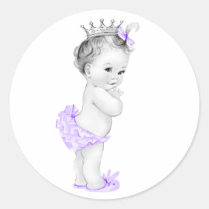 Adesivos de Babyshower Lilás Antigo Roxo