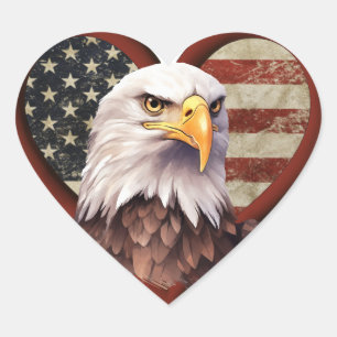 Adesivos de bandeira americana em forma de coração