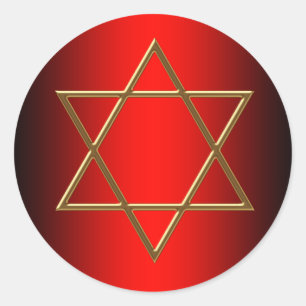 Adesivos de Bar Mitzvah Estrela de Davi Vermelha e