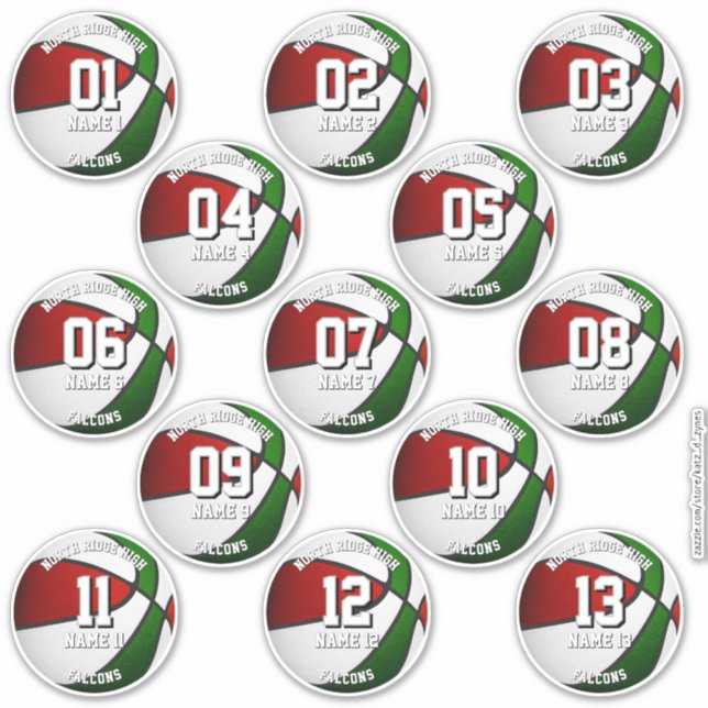 adesivos de basquete cores do time presentes 13 (Frente)