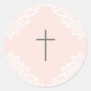 Adesivos de batismo com cruz de renda vintage