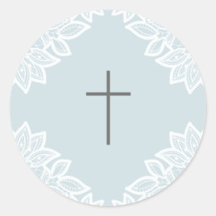 Adesivos de batismo com cruz de renda vintage