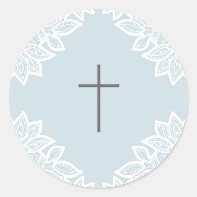 Adesivos de batismo com cruz de renda vintage (Frente)