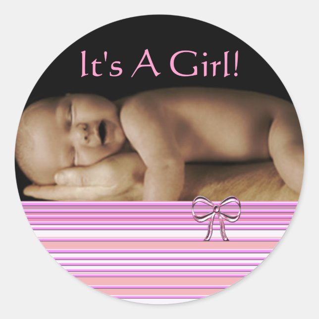 Adesivos de Bebê Menina com a foto do seu bebê (Frente)