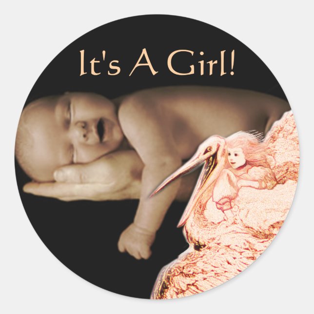Adesivos de Bebê Menina com a foto do seu bebê (Frente)
