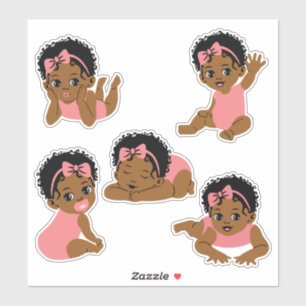 Adesivos de Bebê Negra Afro-Americana Fofa