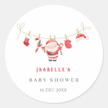 Adesivos de Bebê Papai Noel Vermelho para Chá de B