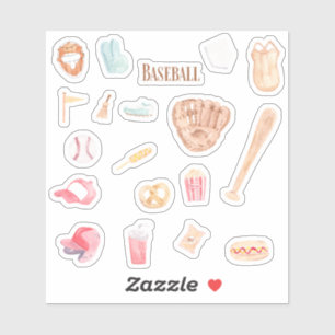 Adesivos de beisebol aquarela