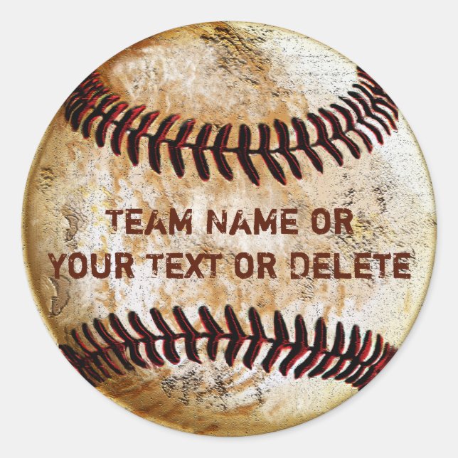 Adesivos de beisebol personalizados com SEU TEXTO (Frente)