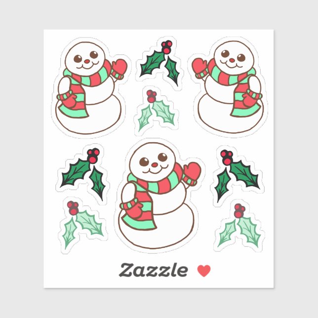 Adesivos de Boneco de Neve de Natal (Folha)