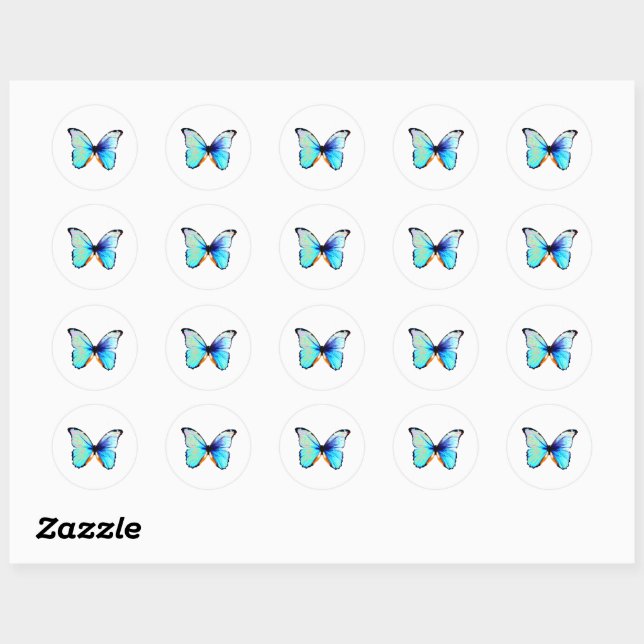 Adesivos de Borboleta Azul Morpho (Folha)