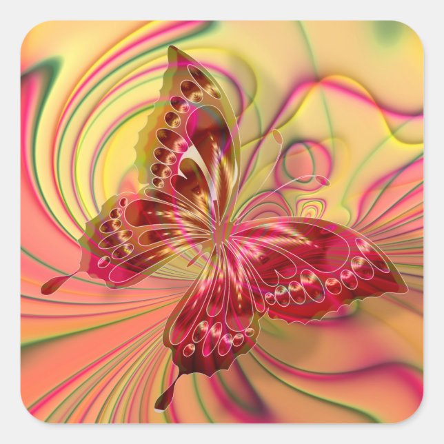 adesivos de borboleta vermelha de pêssego (Frente)