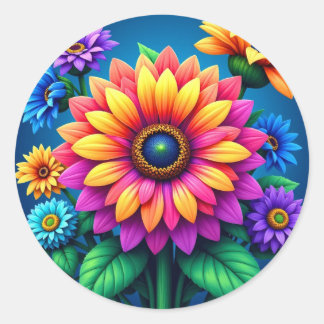 Adesivos de Buquê de Flores Radiantes Arco-íris
