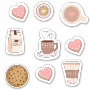 Adesivos de Café Fofos - Cafeína Adorável