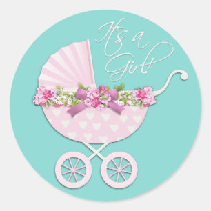 Adesivos de Carrinho de Bebê Rosa e Azul Teal