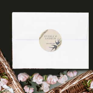 Adesivos de Casamento Azul Naval Pássaros de Amor