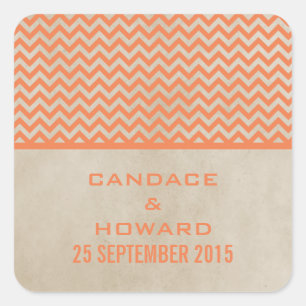 Adesivos de Casamento Chic Chevron Orange