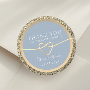 Adesivos de casamento Chic Gold Dusty Blue para le