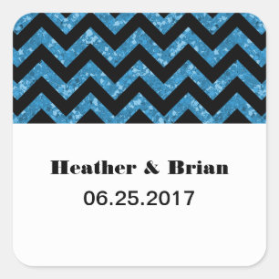 Adesivos de Casamento com Glitter Azul-Chevron