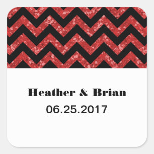 Adesivos de Casamento com Glitter Vermelho Chevron