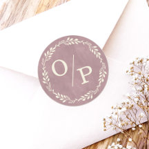 Adesivos de casamento com monograma rosa Ophelia C