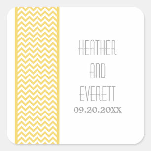 Adesivos de Casamento de Borda Chevron Amarelo