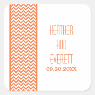 Adesivos de Casamento de Borda Chevron Laranja