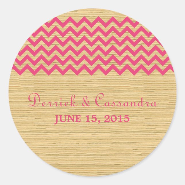 Adesivos de Casamento de Chevron Russo Rosa (Frente)