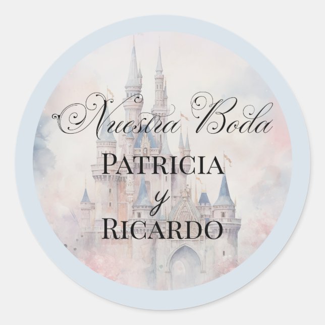 Adesivos de Casamento de Conto de Fadas Spanish No (Frente)