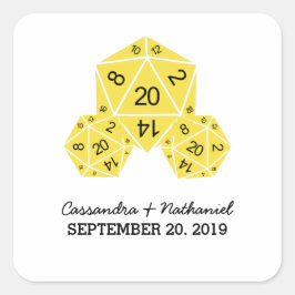 Adesivos de Casamento de Dice D20 Amarelos