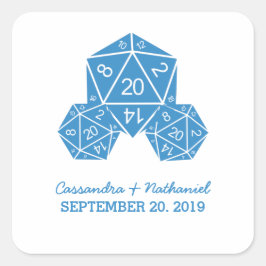Adesivos de Casamento de Dice D20 Azul