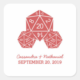 Adesivos de Casamento de Dice D20 Vermelho