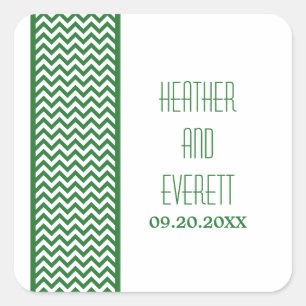 Adesivos de Casamento de Fronteira Verde-Chevron