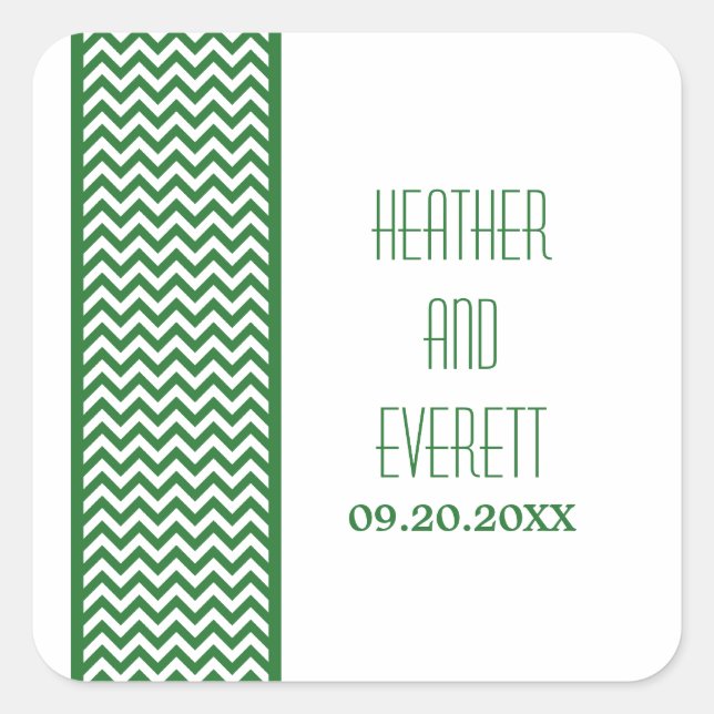 Adesivos de Casamento de Fronteira Verde-Chevron (Frente)