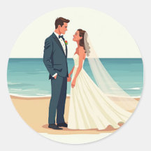 Adesivos de Casamento de Praia