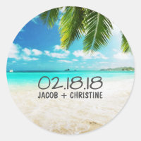 Adesivos de Casamento de Praia de Ilhas Tropicais