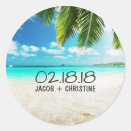 Adesivos de Casamento de Praia de Ilhas Tropicais
