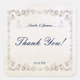 Adesivos de casamento de praia elegante náutico vi