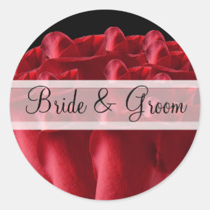 Adesivos de casamento de rosas vermelhas elegantes