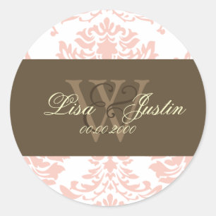 Adesivos de casamento do Damask rosa