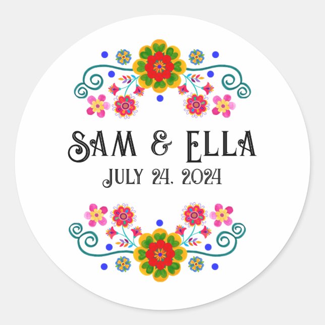 Adesivos de Casamento Fiesta - Personalize para o  (Frente)