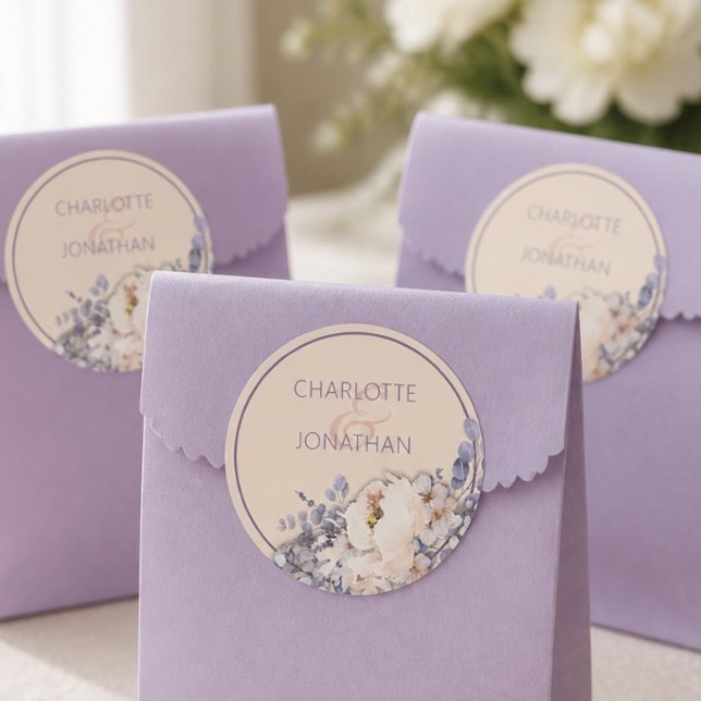 Adesivos de casamento florais cor de pêssego (Criador carregado)