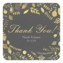 Adesivos de casamento florais em cinza carvão e do